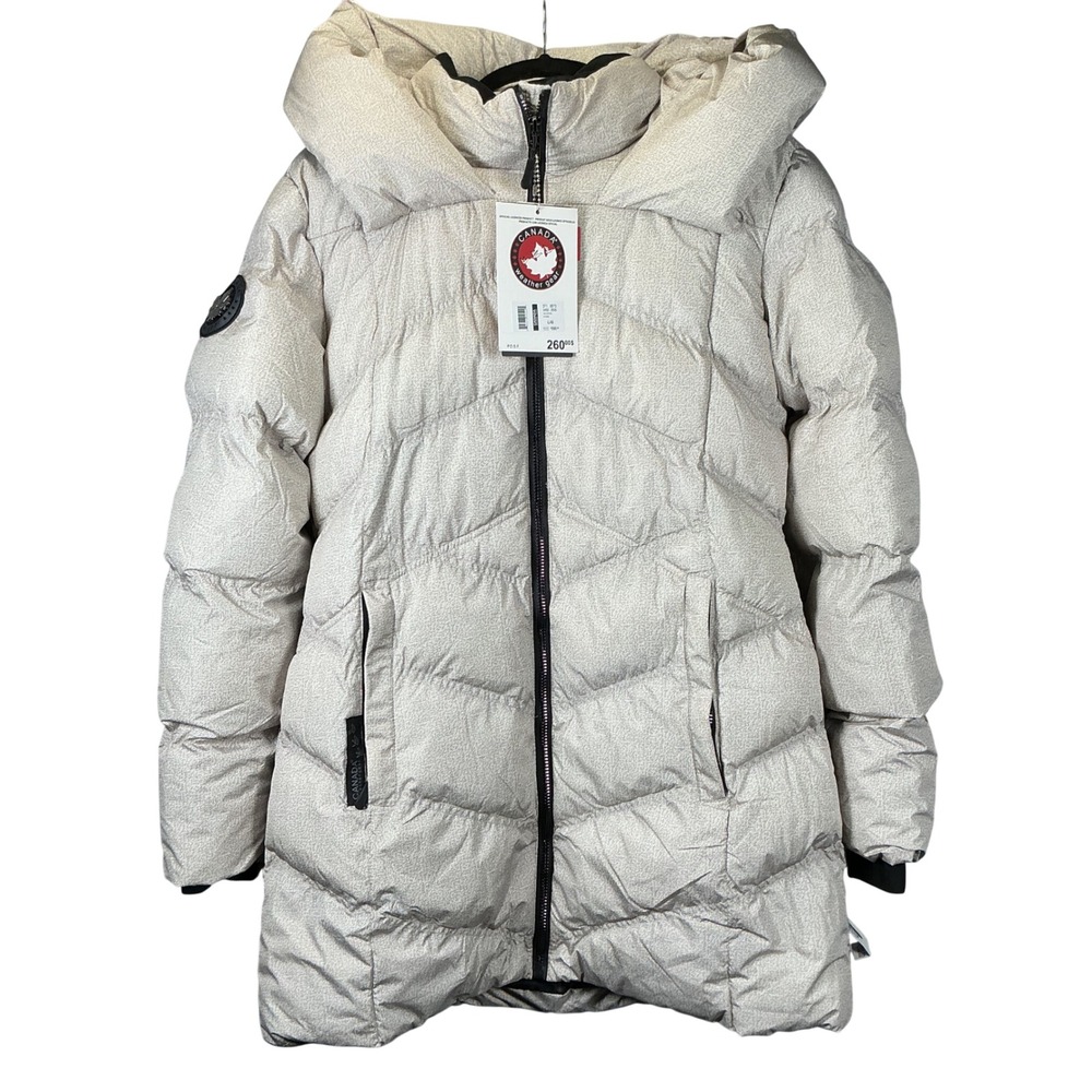 Womenโs Cream Hooded Puffer Coat - Premium Winter Jacket
